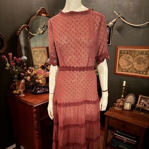 Pink Tiered Maxi Sundress with Puff Sleeves for Wedding Guest